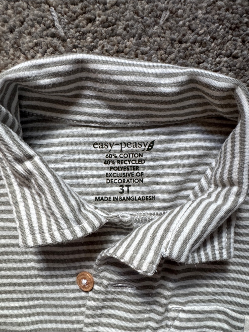 Children's Striped Button-Up Shirt - Neutral green/White easy-peasy 3t - Picture 2 of 4